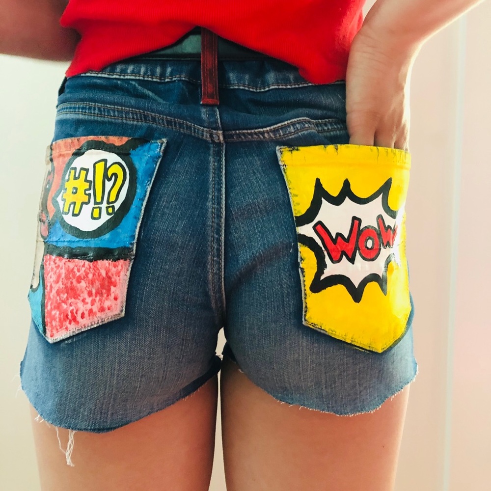 Hand-painted Denim Shorts